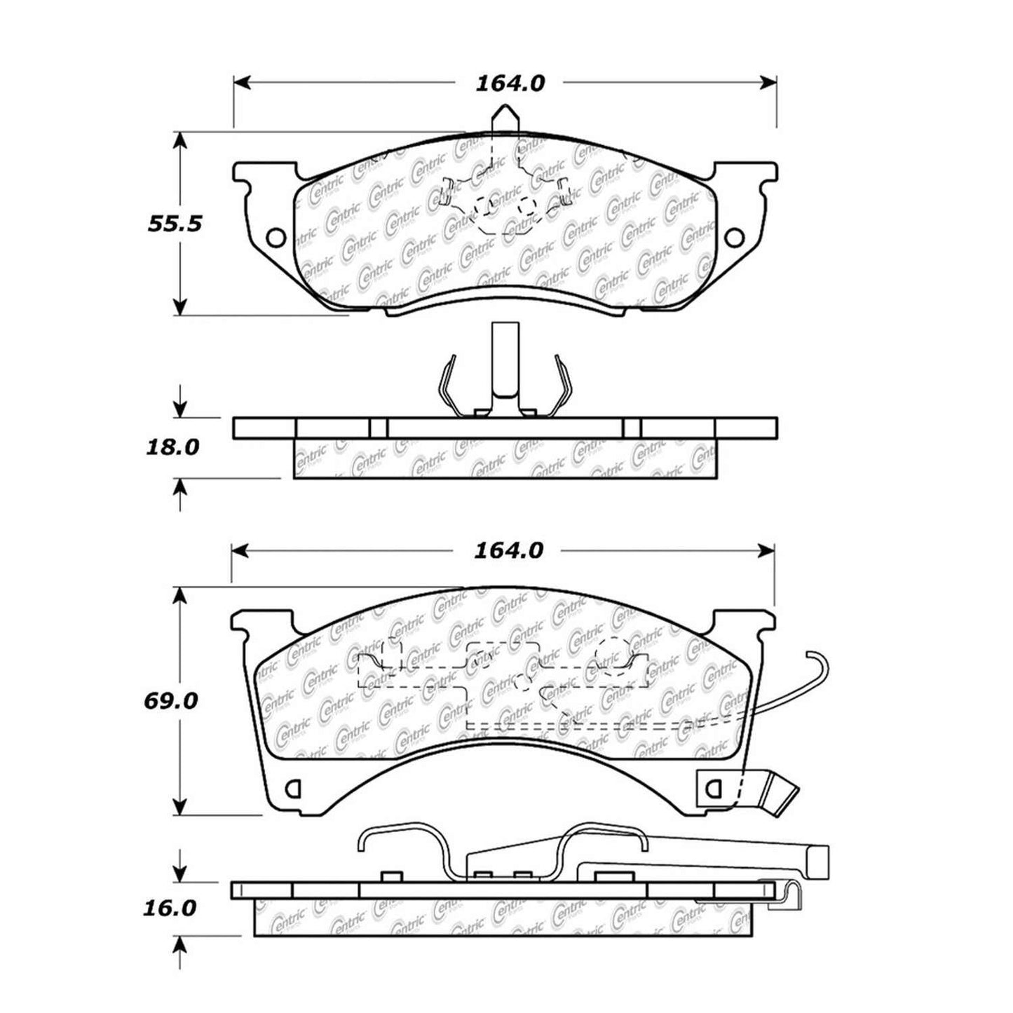 Centric Parts Disc Brake Pad Set Premium Semi-Metallic with Shims and Hardware for 1990-1988 Chrysler Dynasty Imperial New Yorker Dodge Dynasty 300.04780