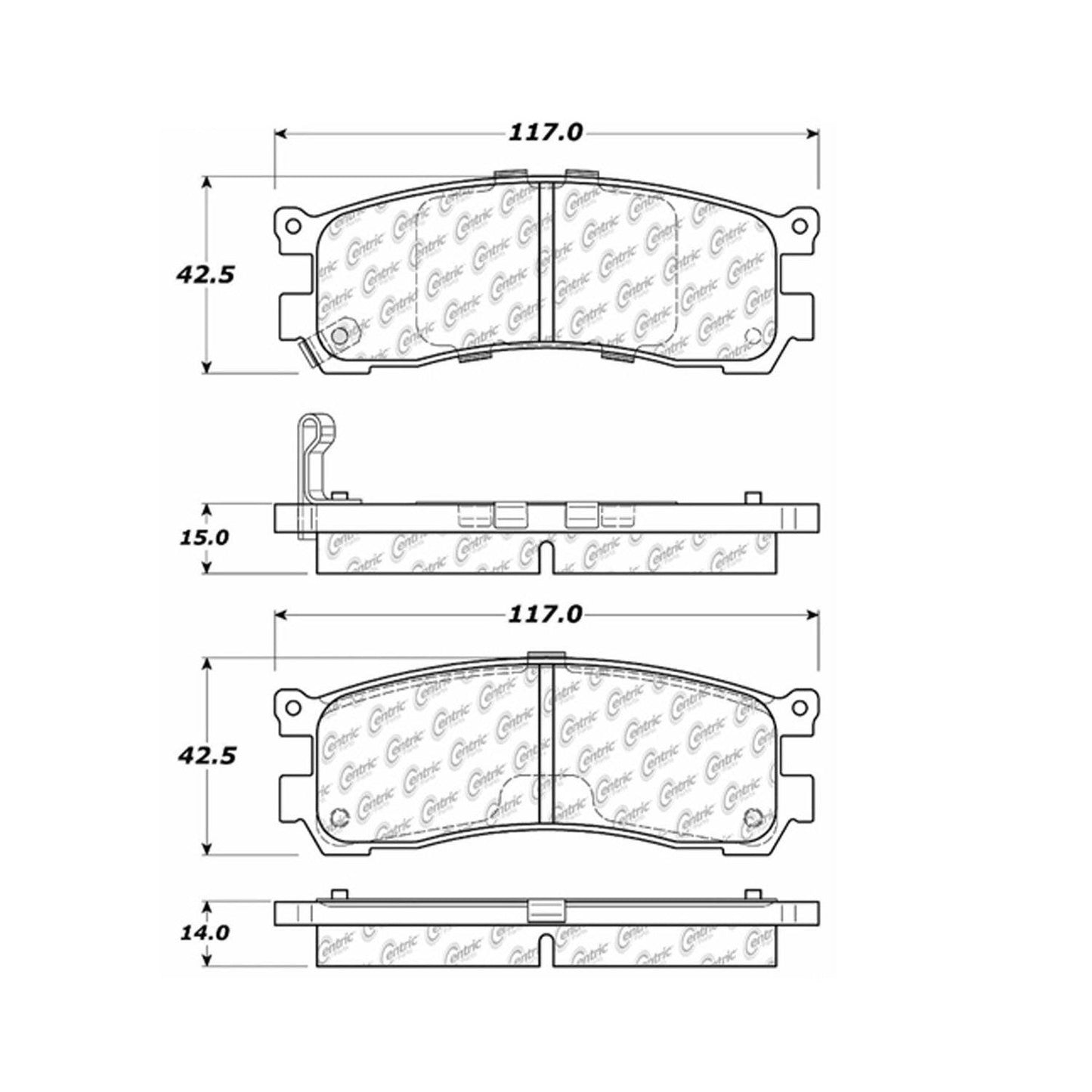Centric Parts Disc Brake Pad Set Premium Semi-Metallic with Shims and Hardware for 1992-1995 Mazda 929 1993-1998 MPV 300.05530