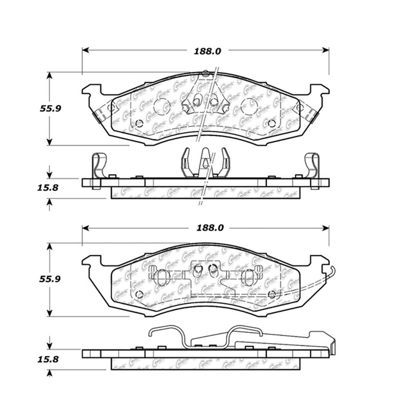 Centric Parts Disc Brake Pad Set with High Performance Shims for 100% Asbestos and Copper Free Formula 300.05760