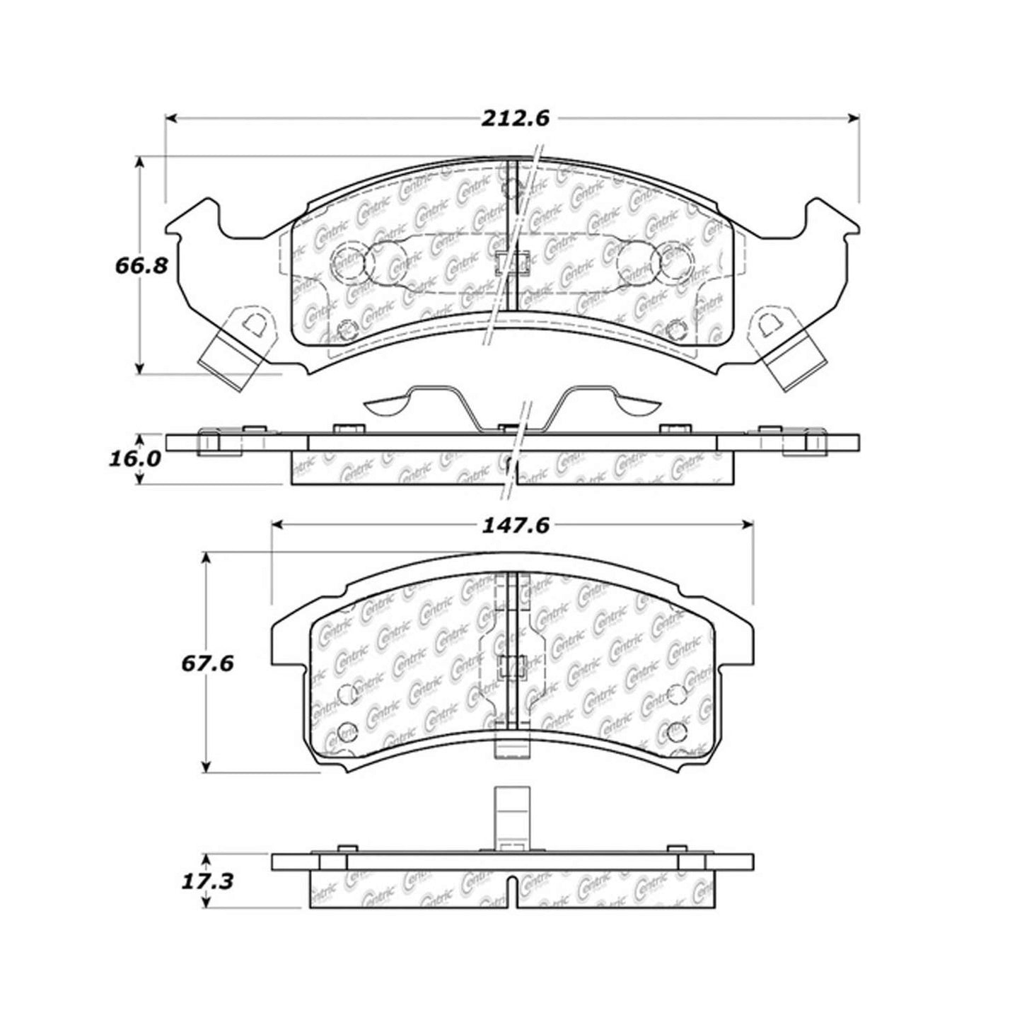Centric Parts Disc Brake Pad Set Premium Semi-Metallic with Shims for 1994-1999 Buick LeSabre and Related Models