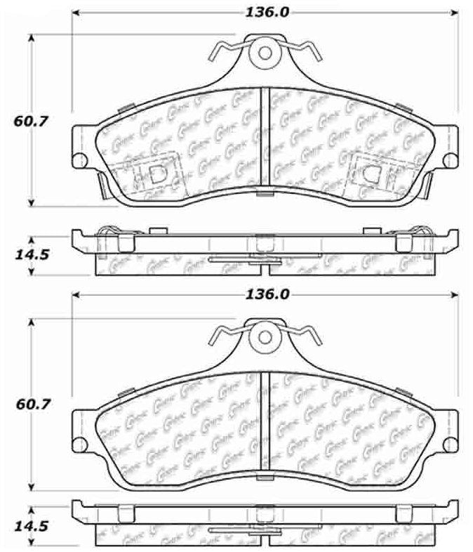 Stoptech Centric Premium Semi-Metallic Brake Pads w/Shims and Hardware - Rear 300.06280