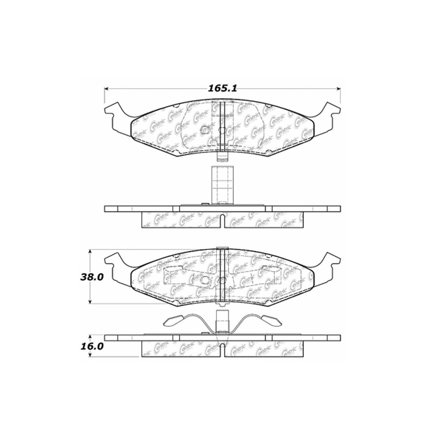 Centric Parts Disc Brake Pad Set Premium Semi-Metallic with Shims and Hardware 300.06330