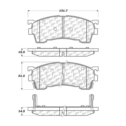 Centric Parts Disc Brake Pad Set Premium Semi-Metallic with Shims for Ford Probe 1993‑1997 Mazda 626 1993‑2002 MX‑6 1993‑1997 Protege 1999‑2003 300.06370
