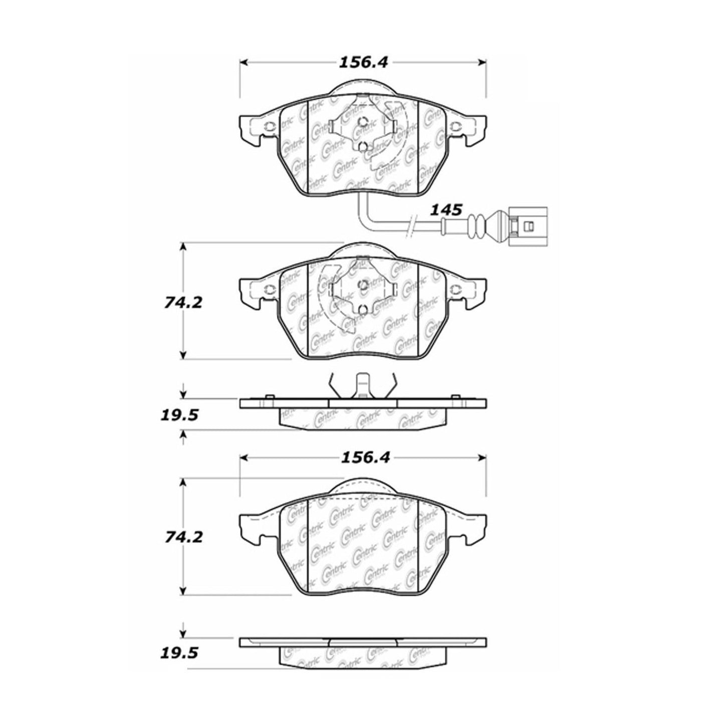 Centric Parts Disc Brake Pad Set Premium Semi-Metallic with Shims for 1998-2010 Audi Volkswagen Seat