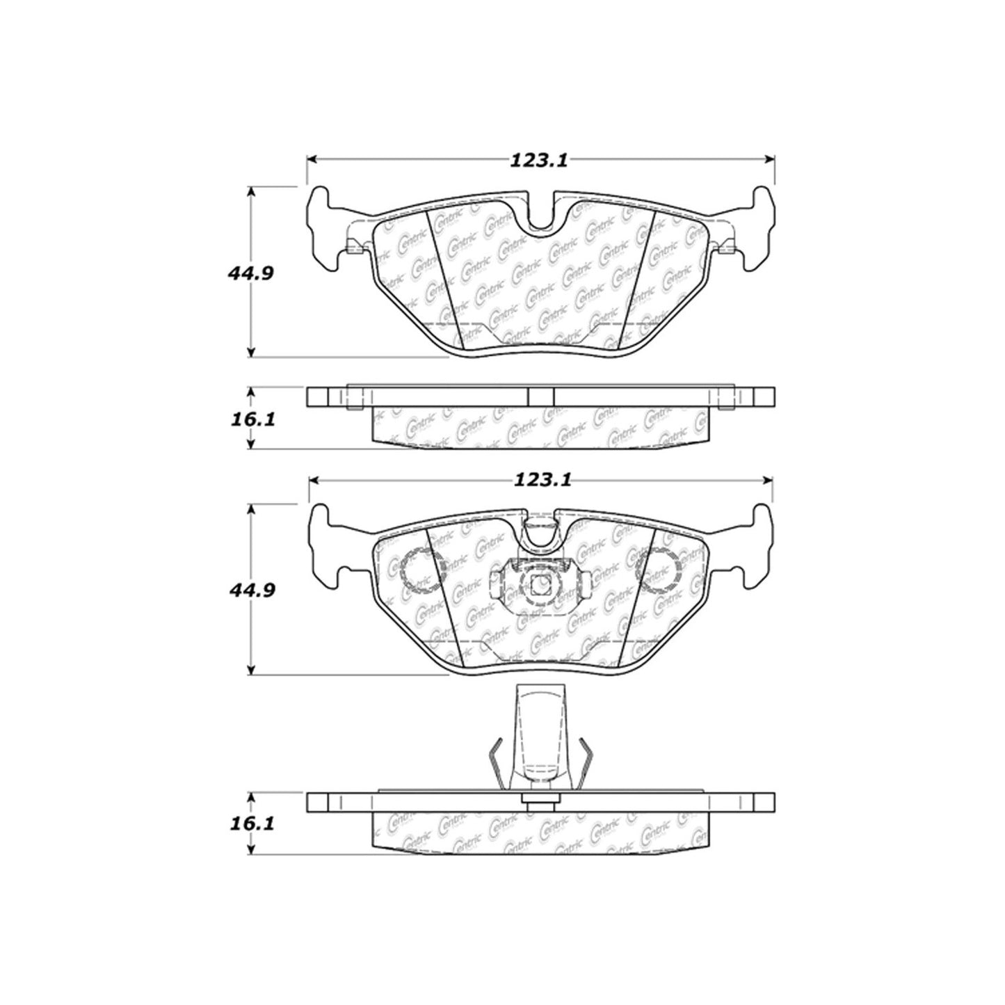 Centric Parts Disc Brake Pad Set Premium Semi-Metallic with Shims for 2001-2003 BMW 525i, 530i, 540i and 1996-2000 BMW 528i 300.06921