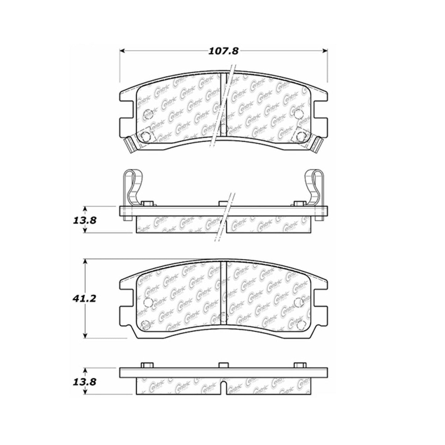 Centric Parts Premium Semi-Metallic Brake Pads with Shims and Hardware 300.07140
