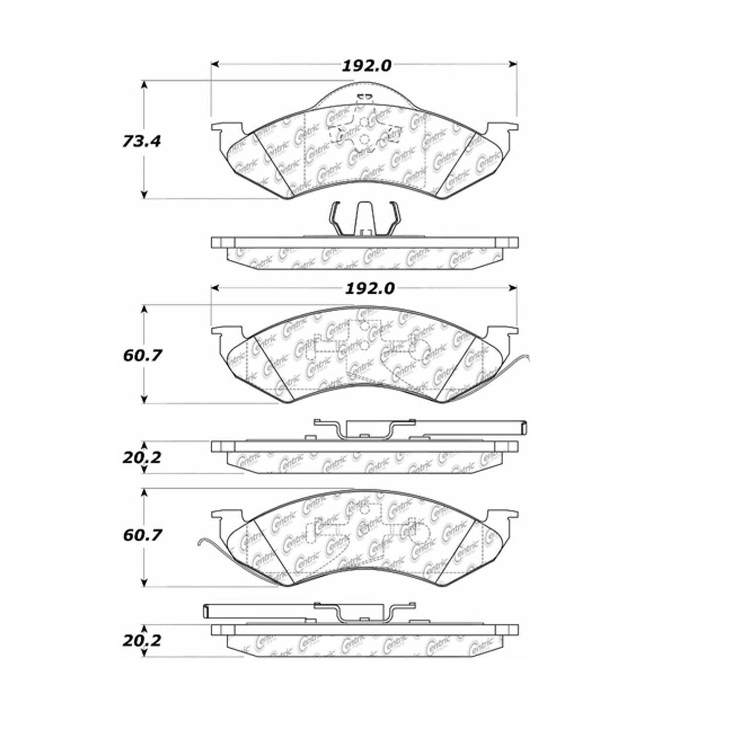 Centric Parts Disc Brake Pad Set with High Performance Shims for Passenger Cars and Light Duty Trucks 300.07460