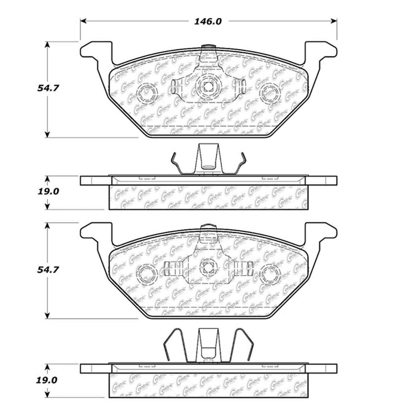 Centric Parts Disc Brake Pad Set with High Performance Shims 300.07680