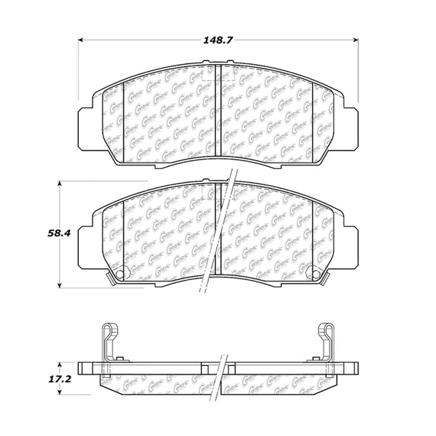 Centric Parts Disc Brake Pad Set Premium Semi-Metallic with Shims for Acura CL 2003-2001 300.07870
