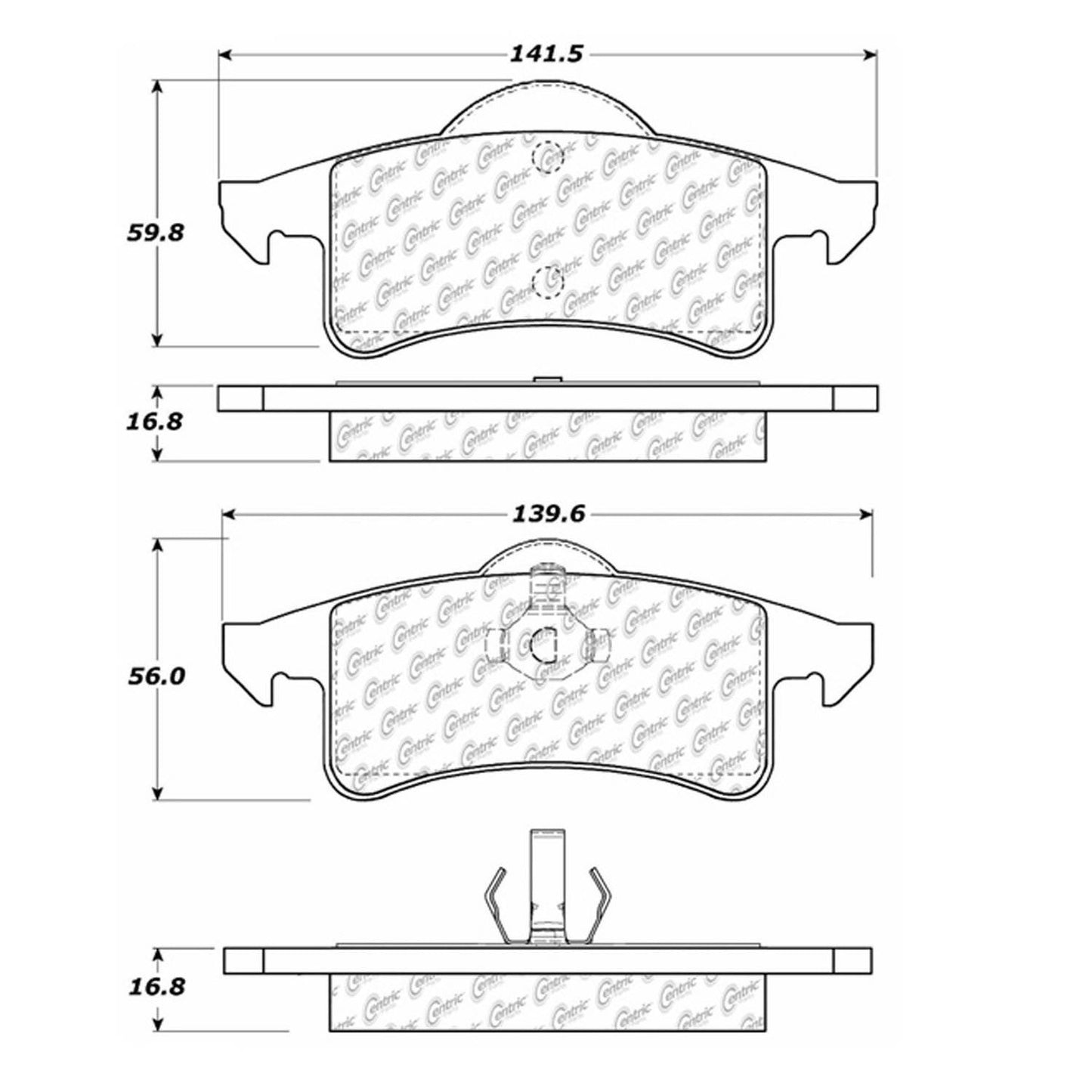 Centric Parts Disc Brake Pad Set Premium Semi-Metallic with Shims for 1999-2004 Jeep Grand Cherokee 300.07910
