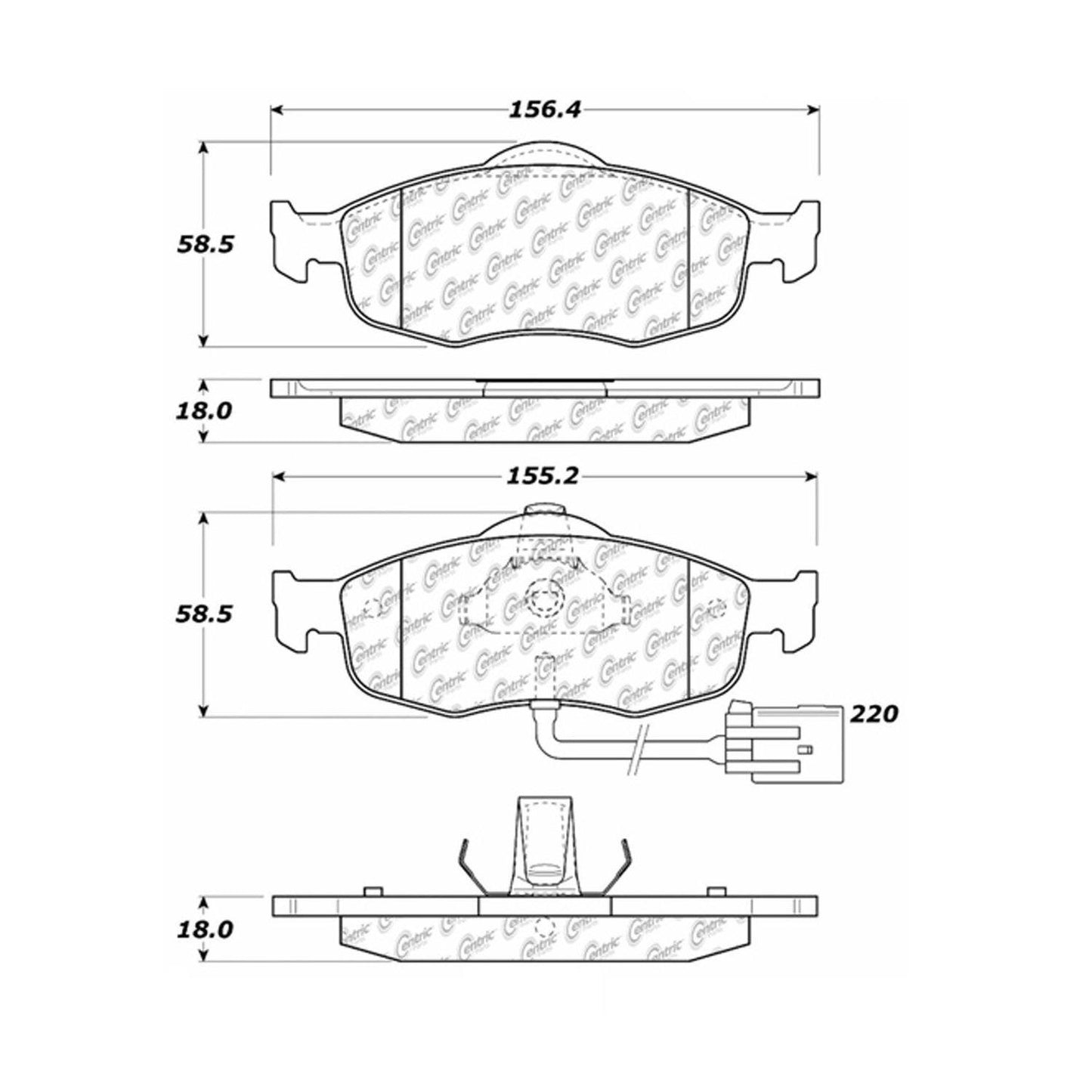Centric Parts Disc Brake Pad Set Premium Semi-Metallic with Shims and Hardware for 2000-1998 Ford Contour 2002-1999 Mercury Cougar 2000-1998 Mystique 300.08010