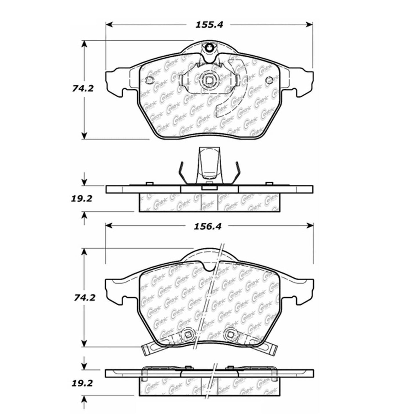 Centric Parts Disc Brake Pad Set Premium Semi-Metallic with Shims and Hardware 300.08190
