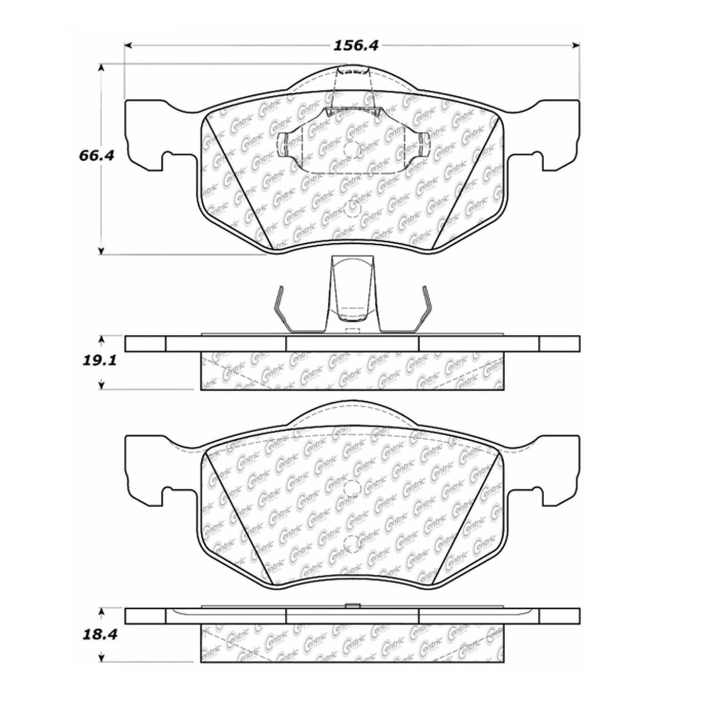 Centric Parts Disc Brake Pad Set Premium Semi-Metallic with Shims and Hardware 300.08430