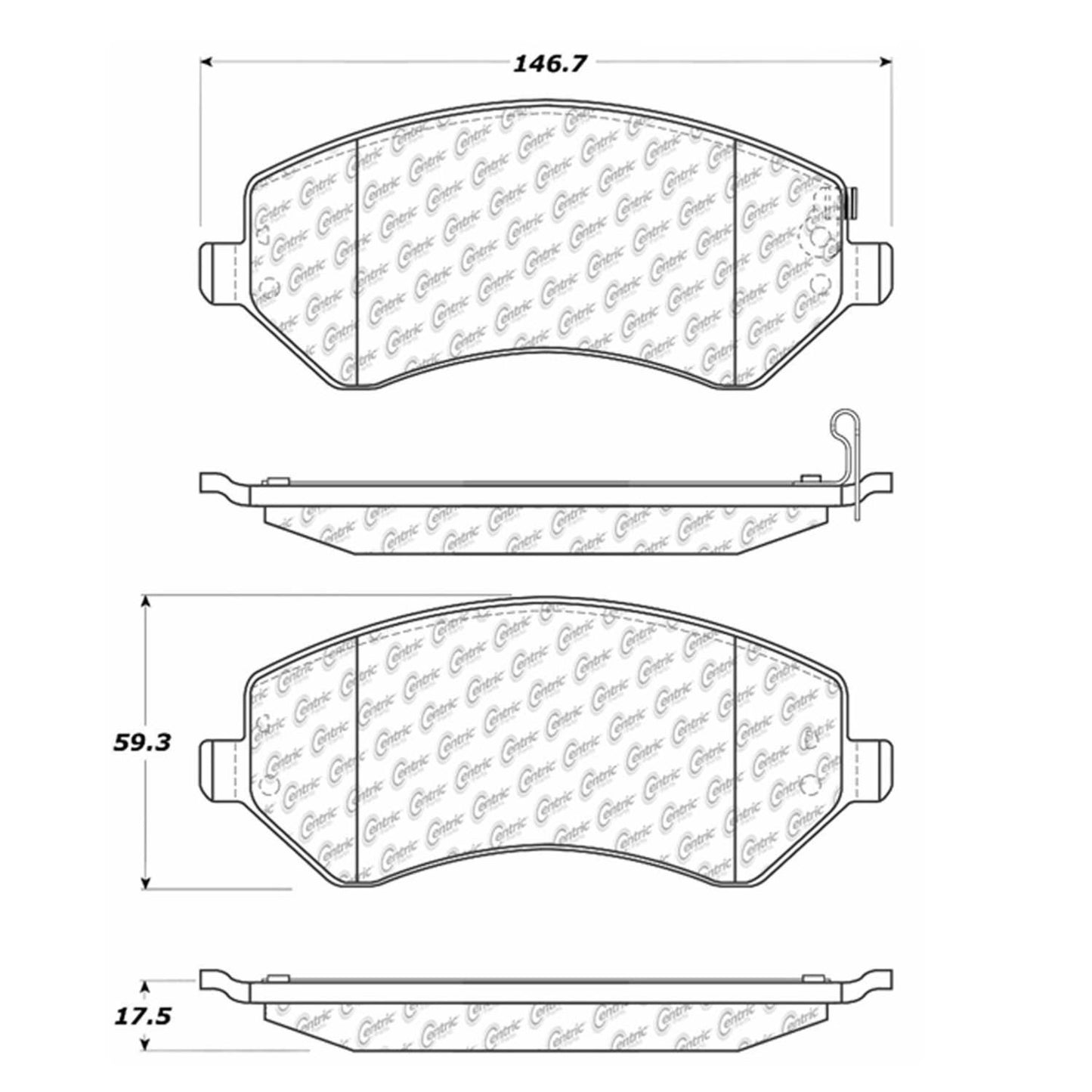 Stoptech Centric 01-07 Dodge Caravan/Grand Caravan (w Rear Drum) Front Centric Premium Brake Pads 300.08560