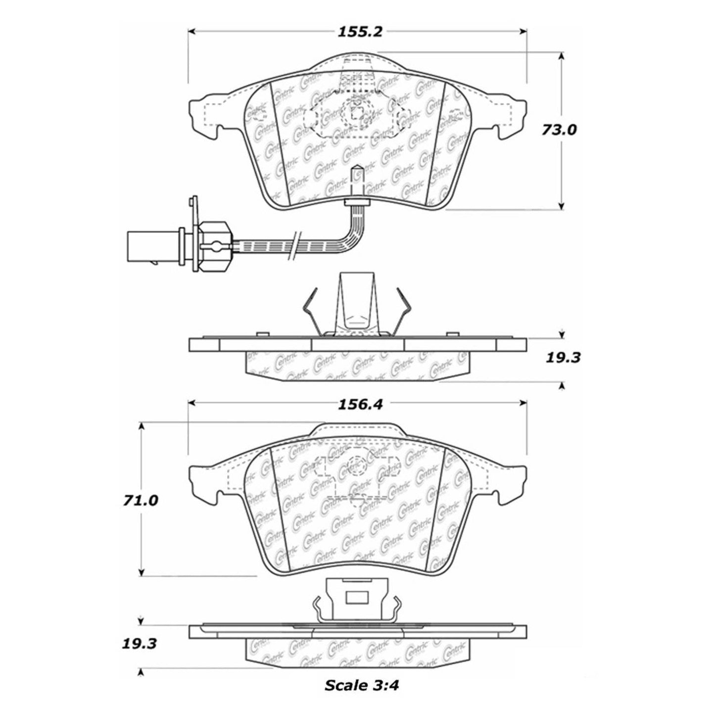 Centric Parts Disc Brake Pad Set Premium Semi-Metallic with Shims and Hardware for 2001-2015 Audi A4/A6/S4/Seat Exeo