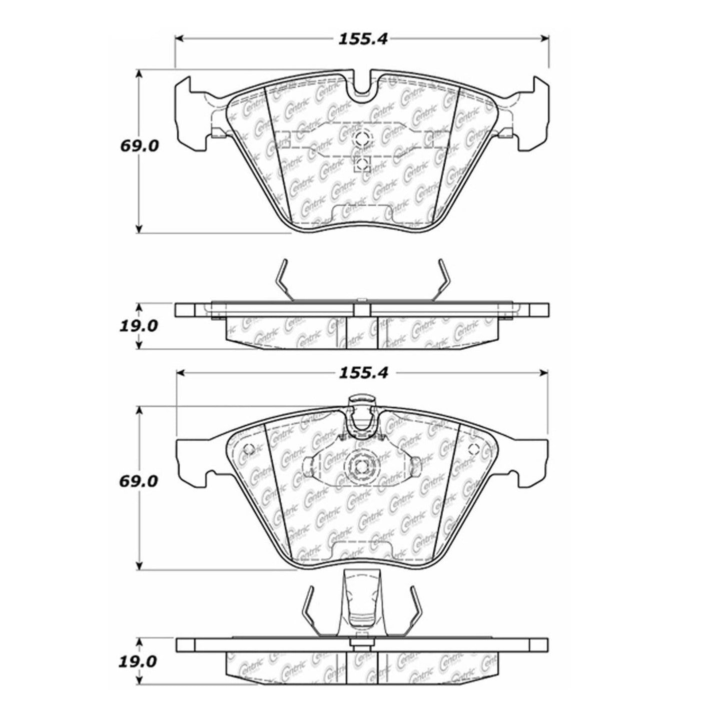 Centric Parts Disc Brake Pad Set Premium Semi-Metallic with Shims and Hardware for 2004-2011 BMW 1 Series 300.09180