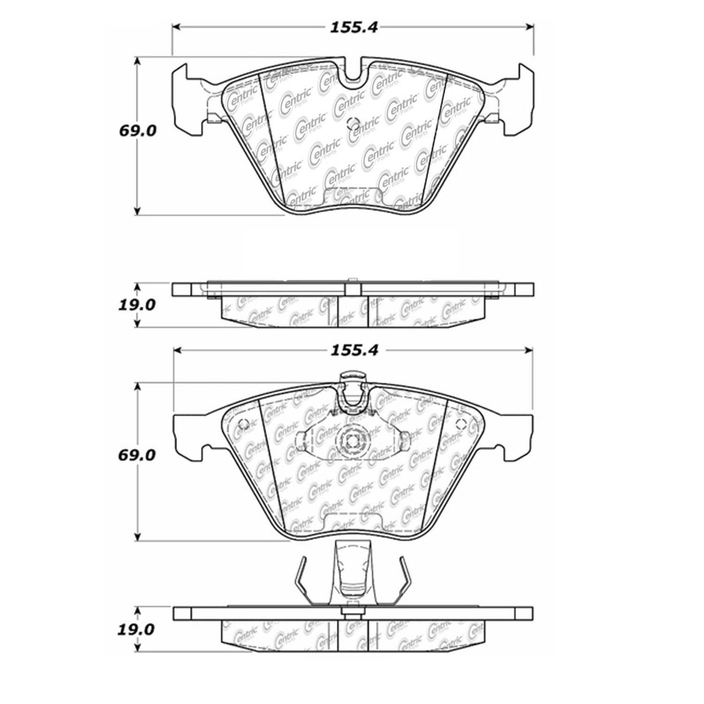 Centric Parts Disc Brake Pad Set Premium Semi-Metallic with Shims for BMW 335 Series 2009-2013 300.09181