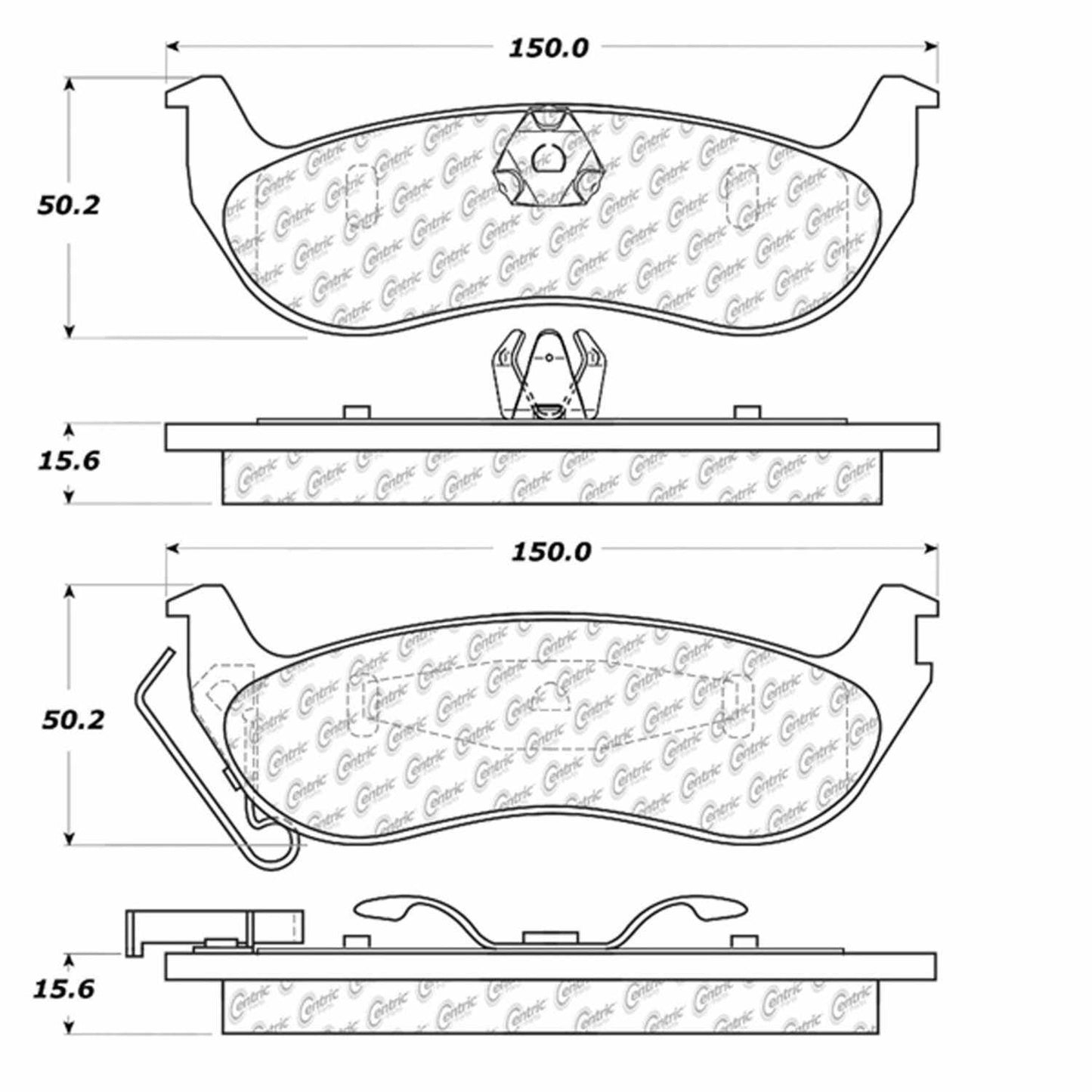 Centric Parts Premium Semi-Metallic Brake Pads with Shims and Hardware 300.09320