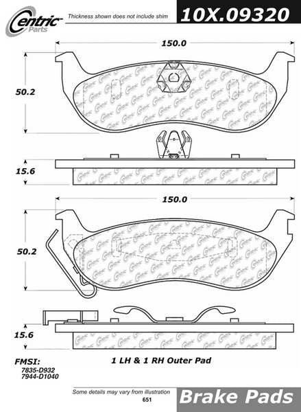 Centric Parts Disc Brake Pad Set 300.09321