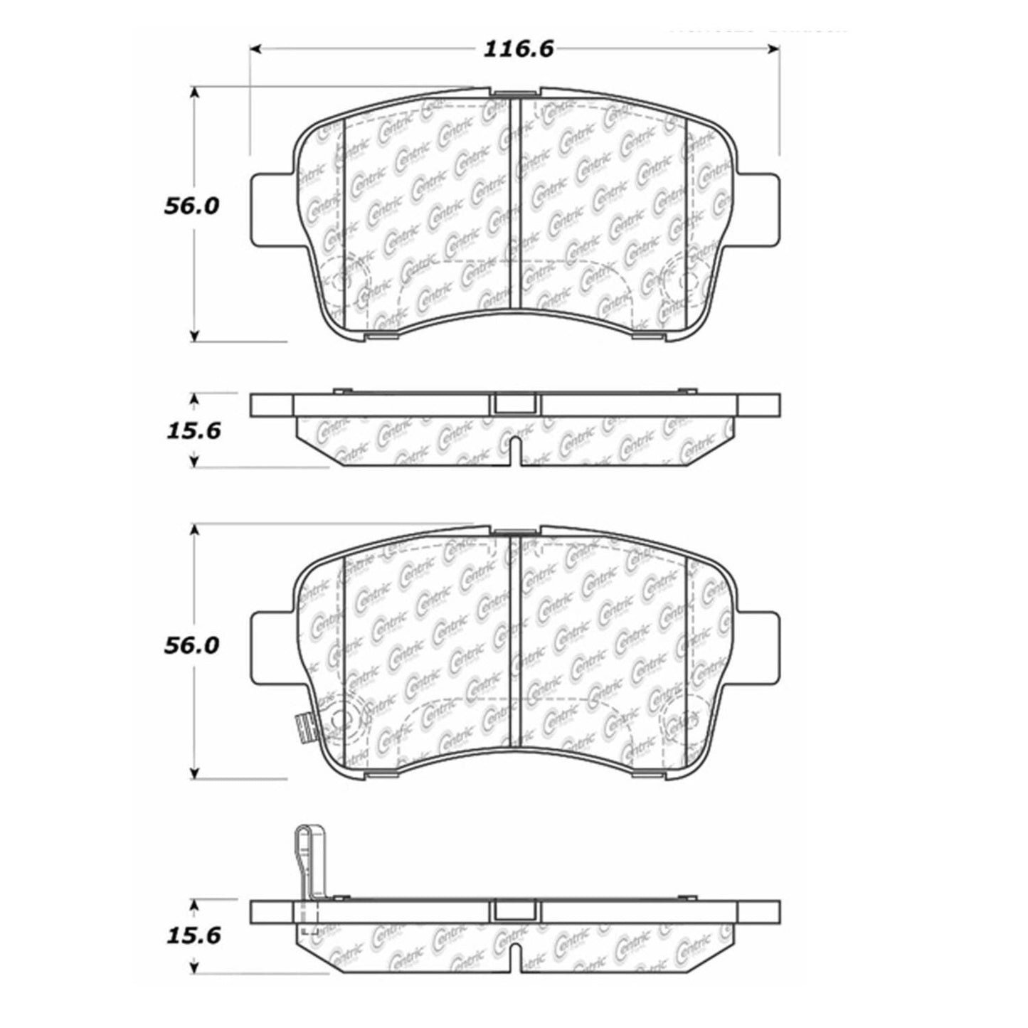 Centric Parts Disc Brake Pad Set Premium Semi-Metallic with Shims and Hardware for 2002-2005 Suzuki Aerio 300.09370