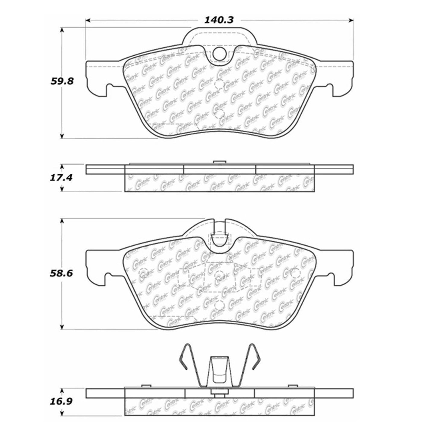 Centric Parts Disc Brake Pad Set Premium Ceramic with High Performance Shims 300.09390