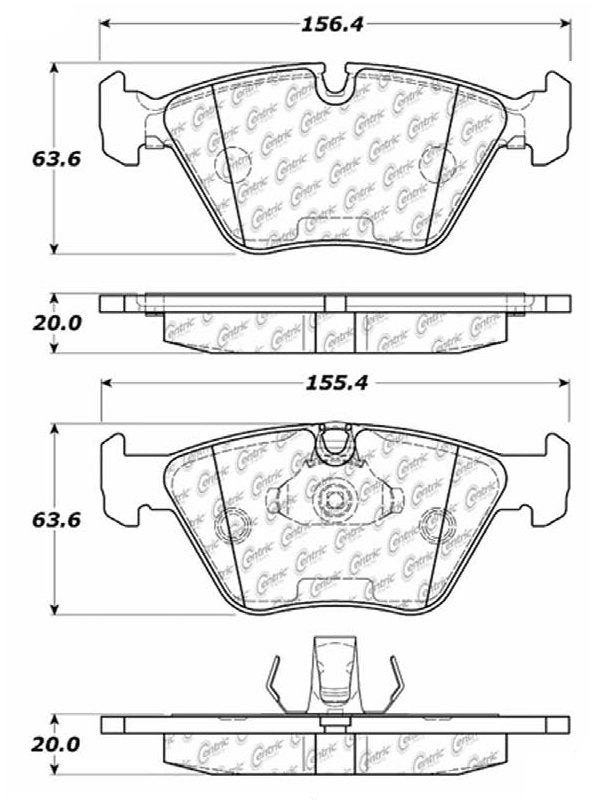 Centric Parts Disc Brake Pad Set Premium Semi-Metallic with Shims and Hardware for BMW 330Ci 2006-2001, 330i 2005-2001, 330xi 2005-2001, X3 2010-2004, Z4 2008-2003 300.09460