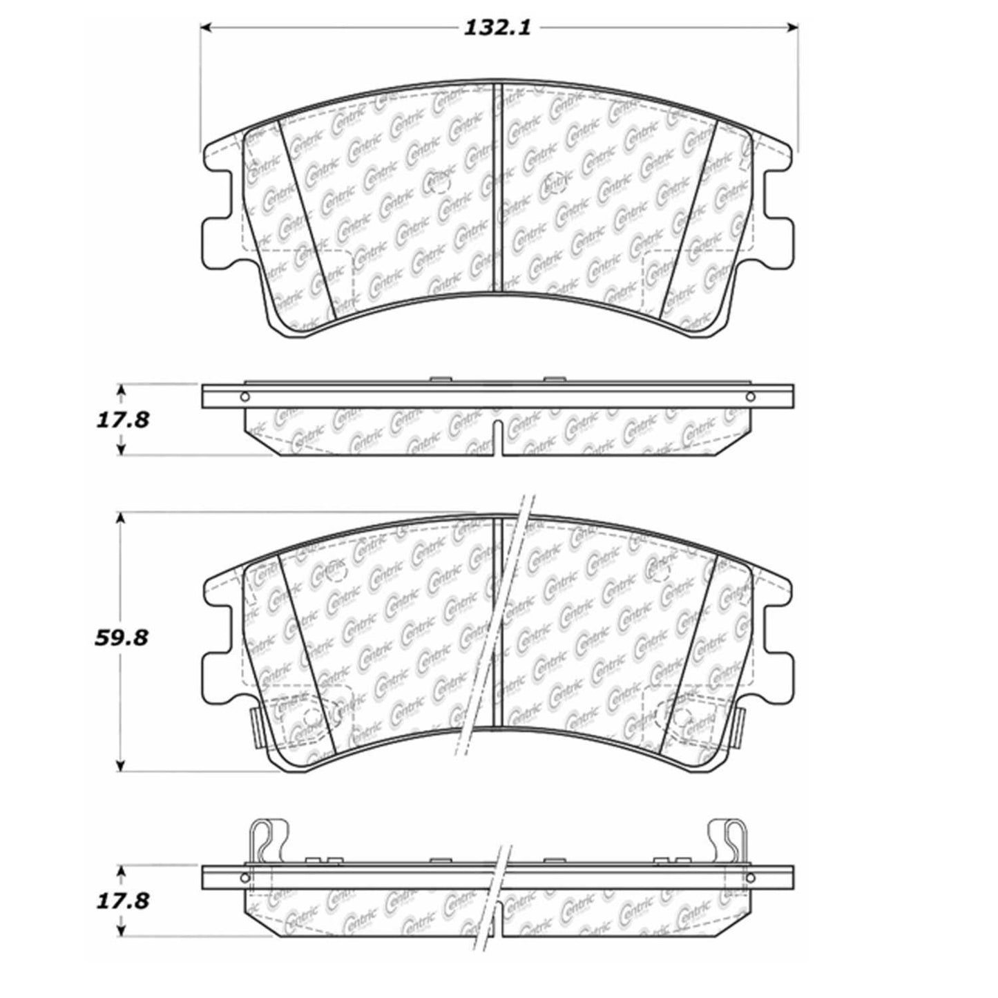 Centric Parts Disc Brake Pad Set Premium Semi-Metallic with Shims and Hardware for 2003-2005 Mazda 6 300.09570