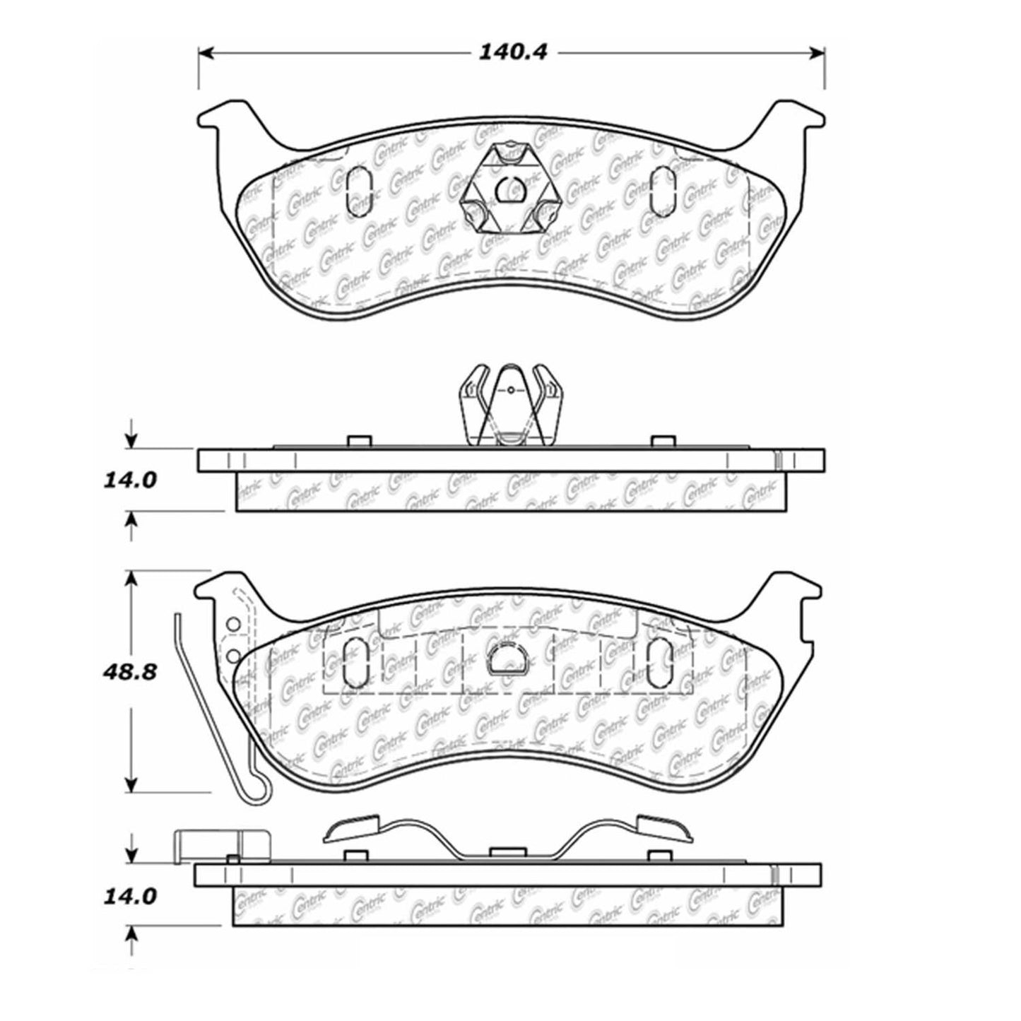 Centric Parts Disc Brake Pad Set Premium Semi-Metallic with Shims and Hardware for 2003-2007 Jeep Liberty, 2003-2006 TJ, 2003-2006 Wrangler 300.09640