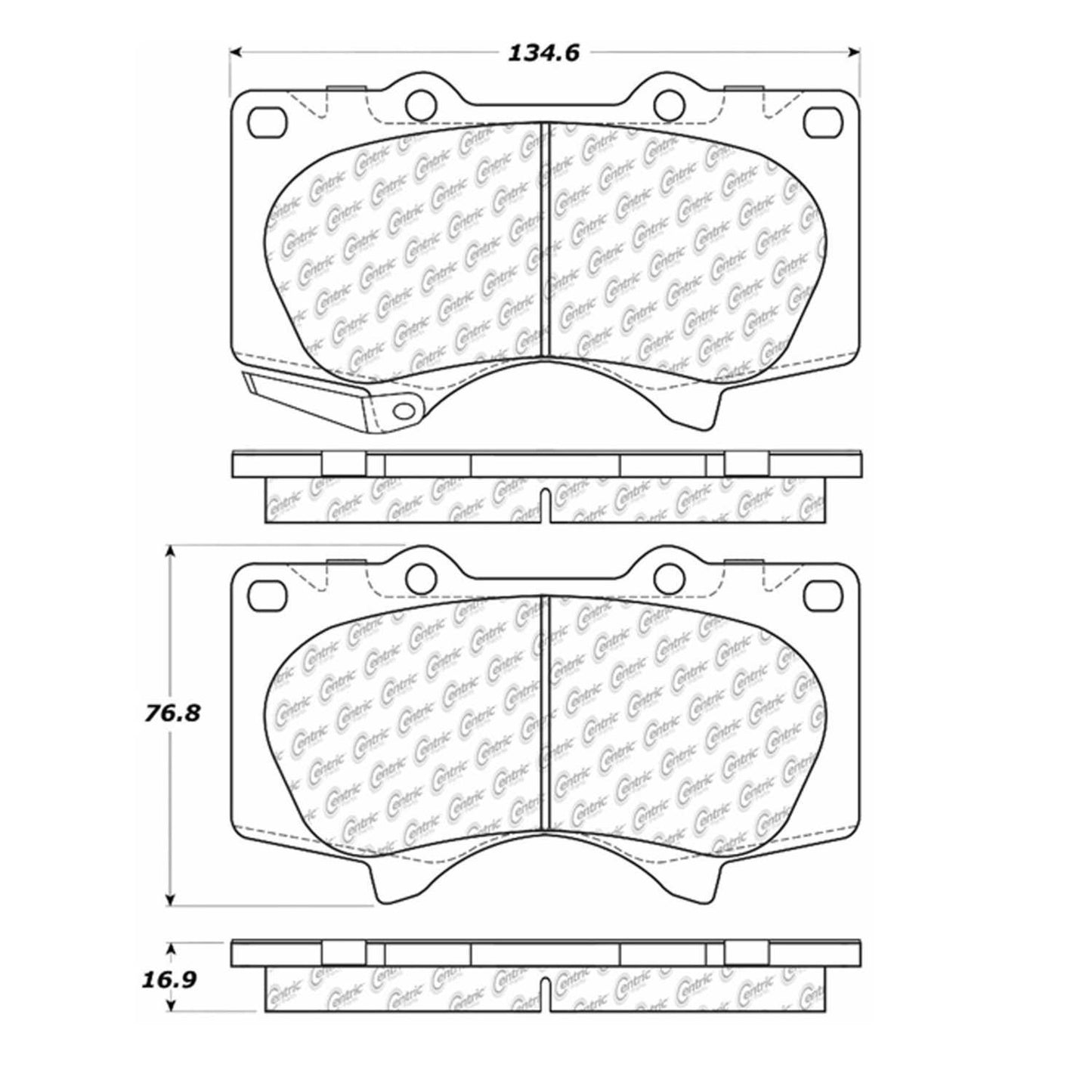 Centric Parts Disc Brake Pad Set Premium Semi-Metallic with Shims for 2003-2009 Lexus GX470 300.09760