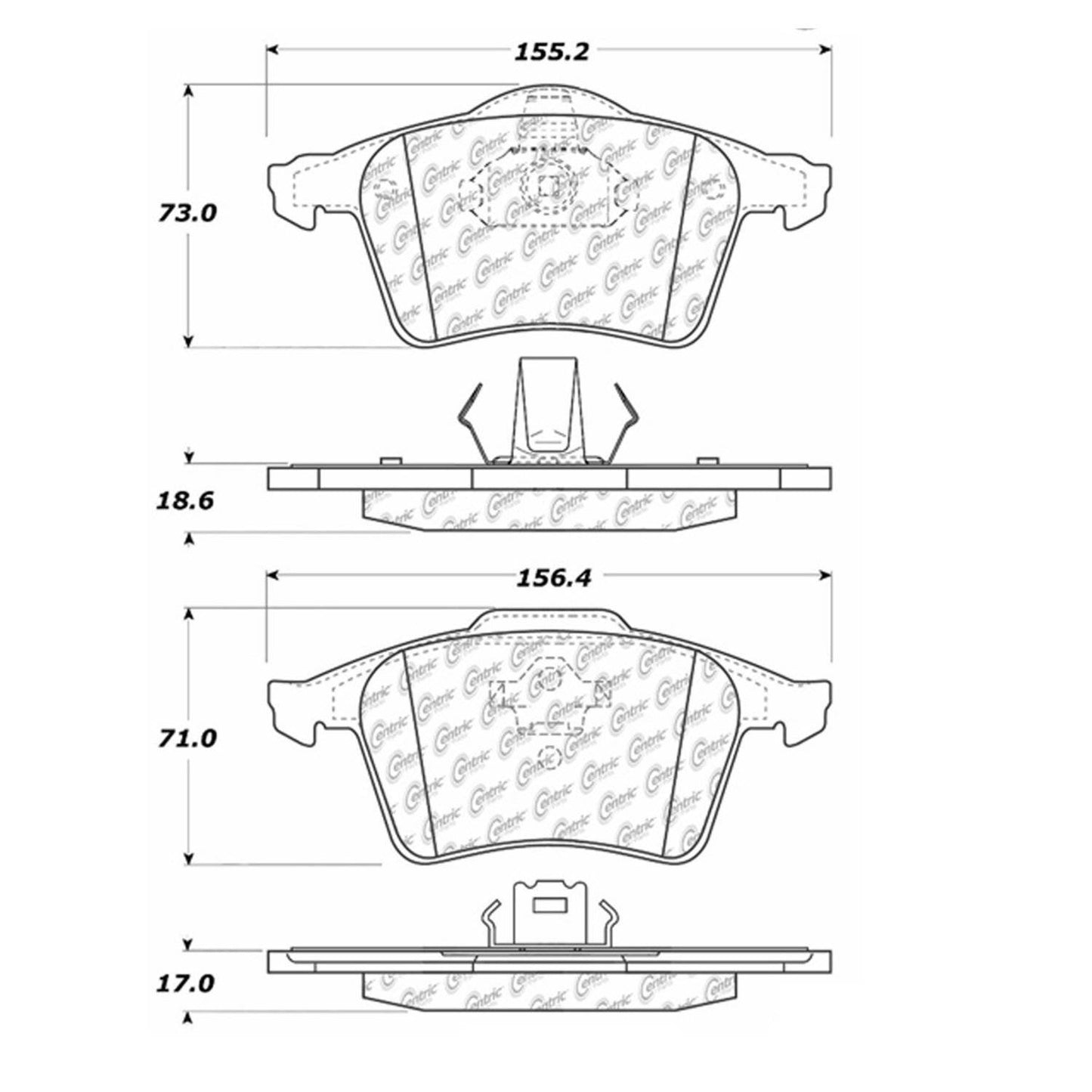 Centric Parts Disc Brake Pad Set Premium Ceramic with High Performance Shims 300.09790