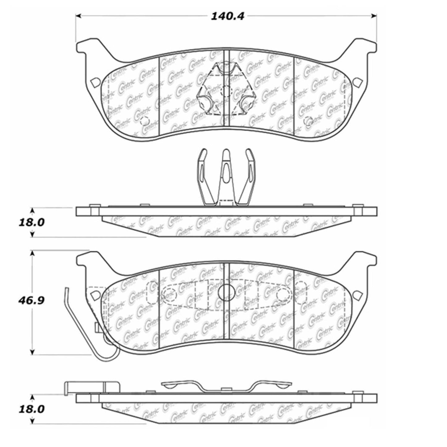 Centric Parts Disc Brake Pad Set Premium Semi-Metallic with Shims for 2004-2008 Chrysler Pacifica 300.09980