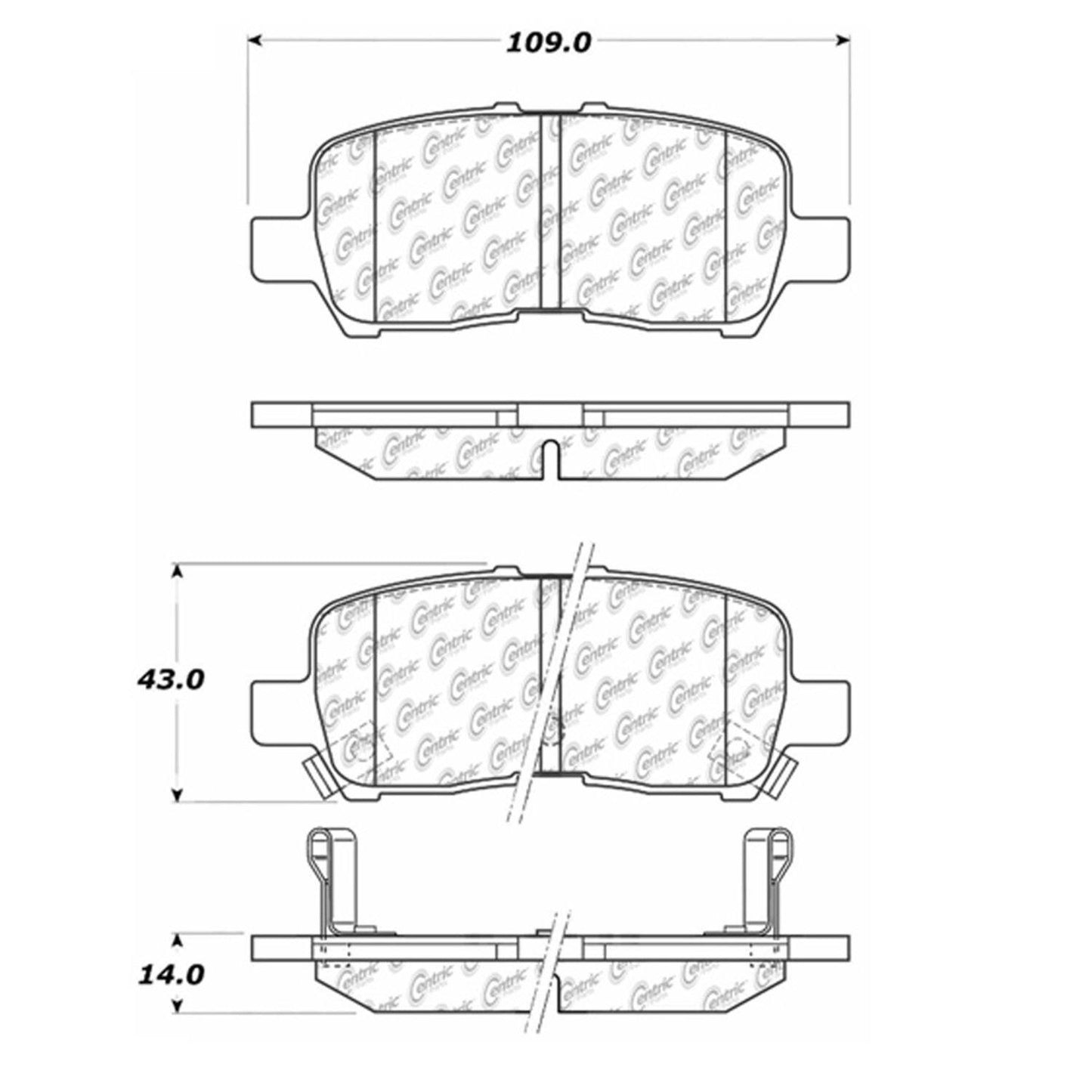 Centric Parts Premium Semi-Metallic Brake Pads with Shims and Hardware 300.09990