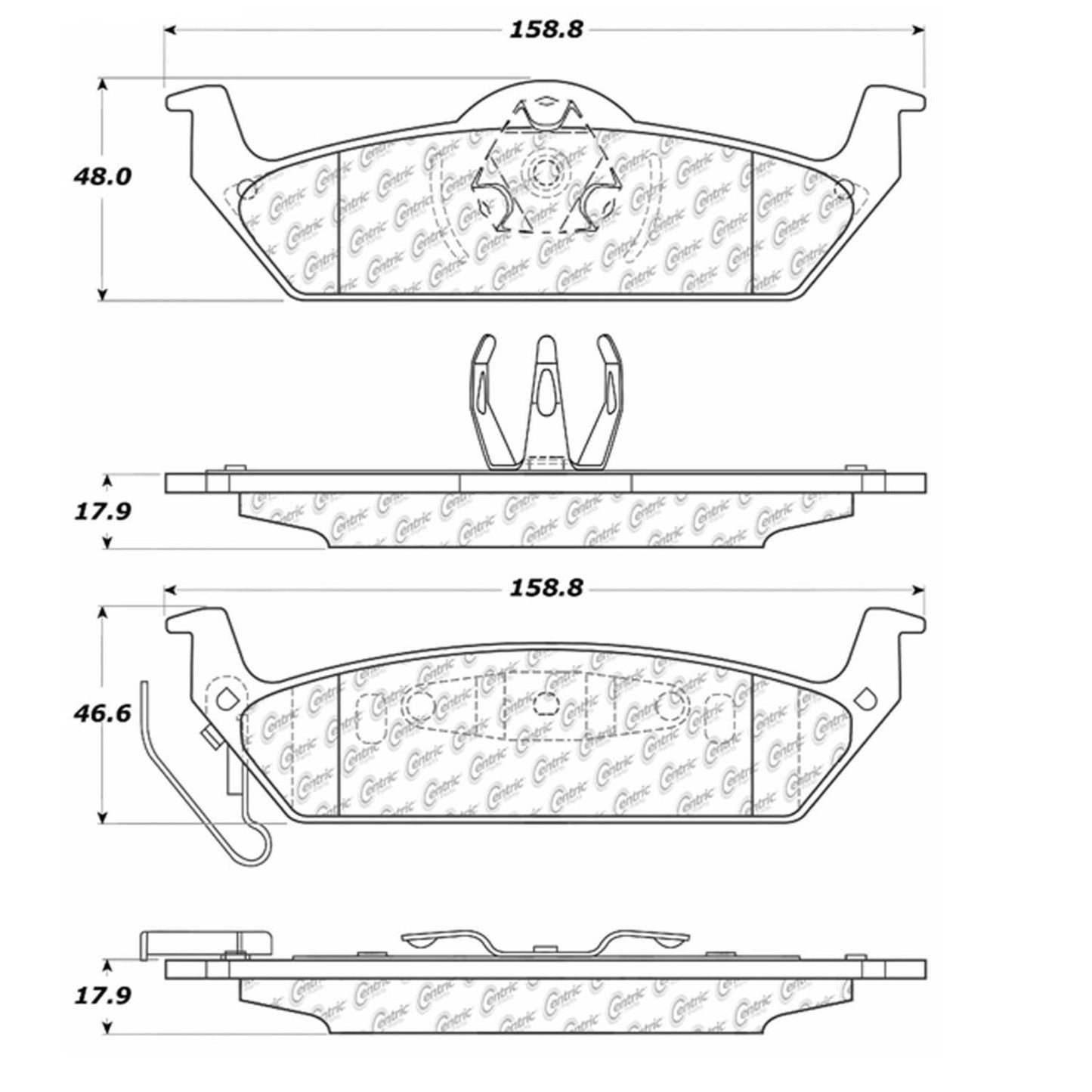 Centric Parts Disc Brake Pad Set Premium Semi-Metallic with Shims and Hardware for Ford F-150 2004-2011 300.10120