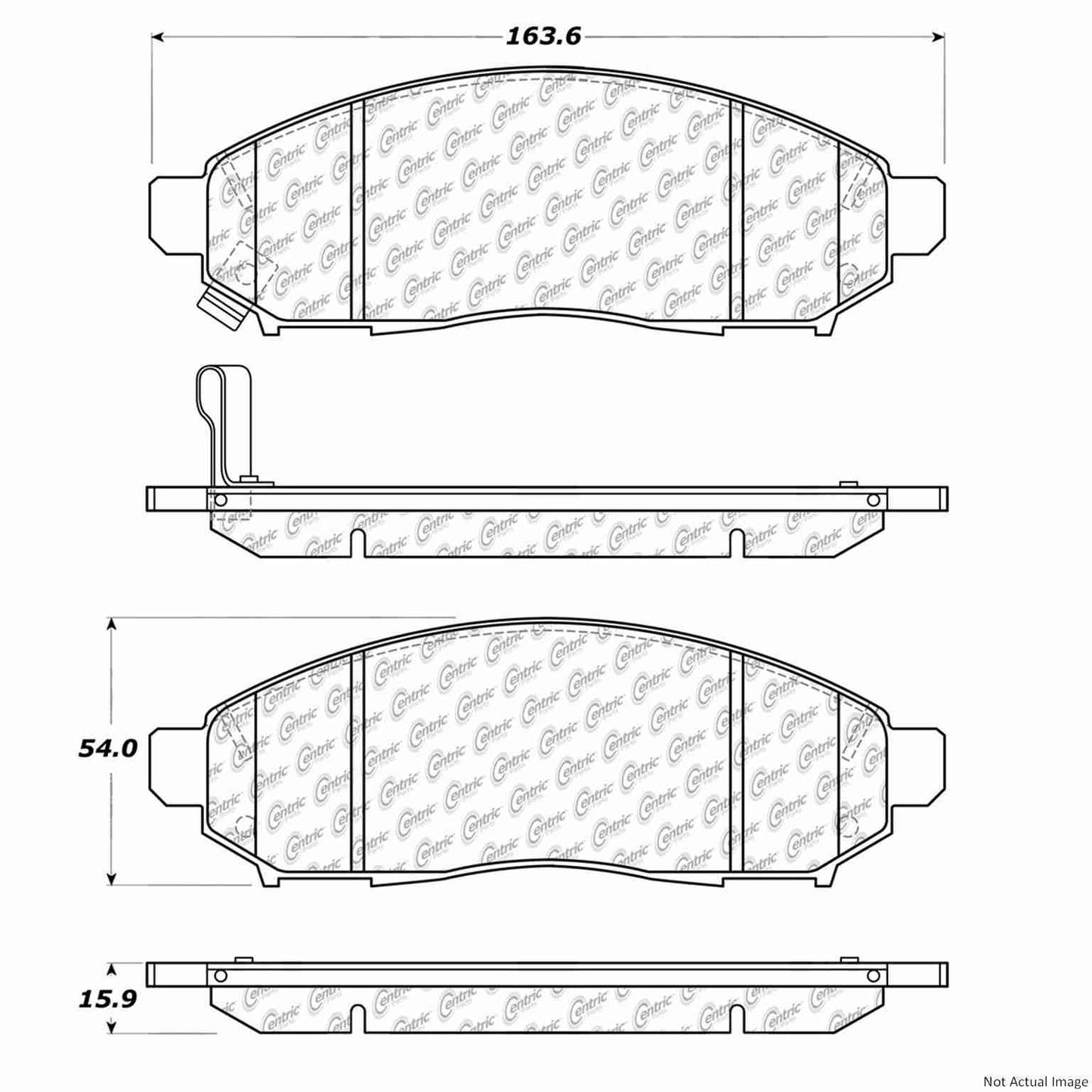 Centric Parts Premium Semi-Metallic Brake Pads with Shims and Hardware for 2015-2018 Chevrolet City Express 300.10940