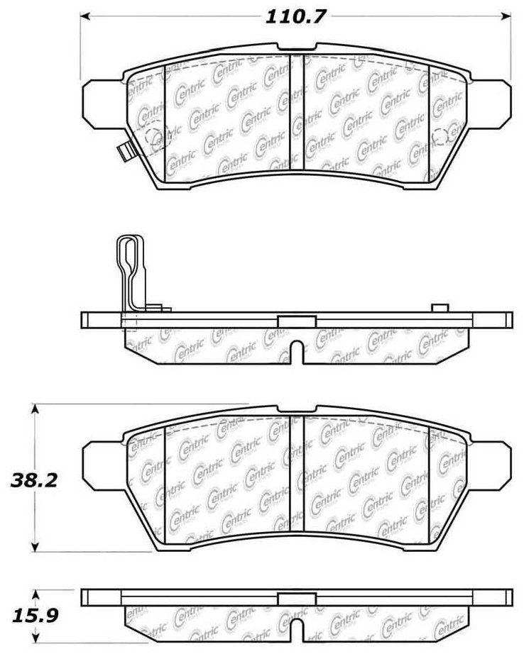 Stoptech Centric Premium Semi-Metallic Brake Pads w/Shims & Hardware - Rear 300.11000