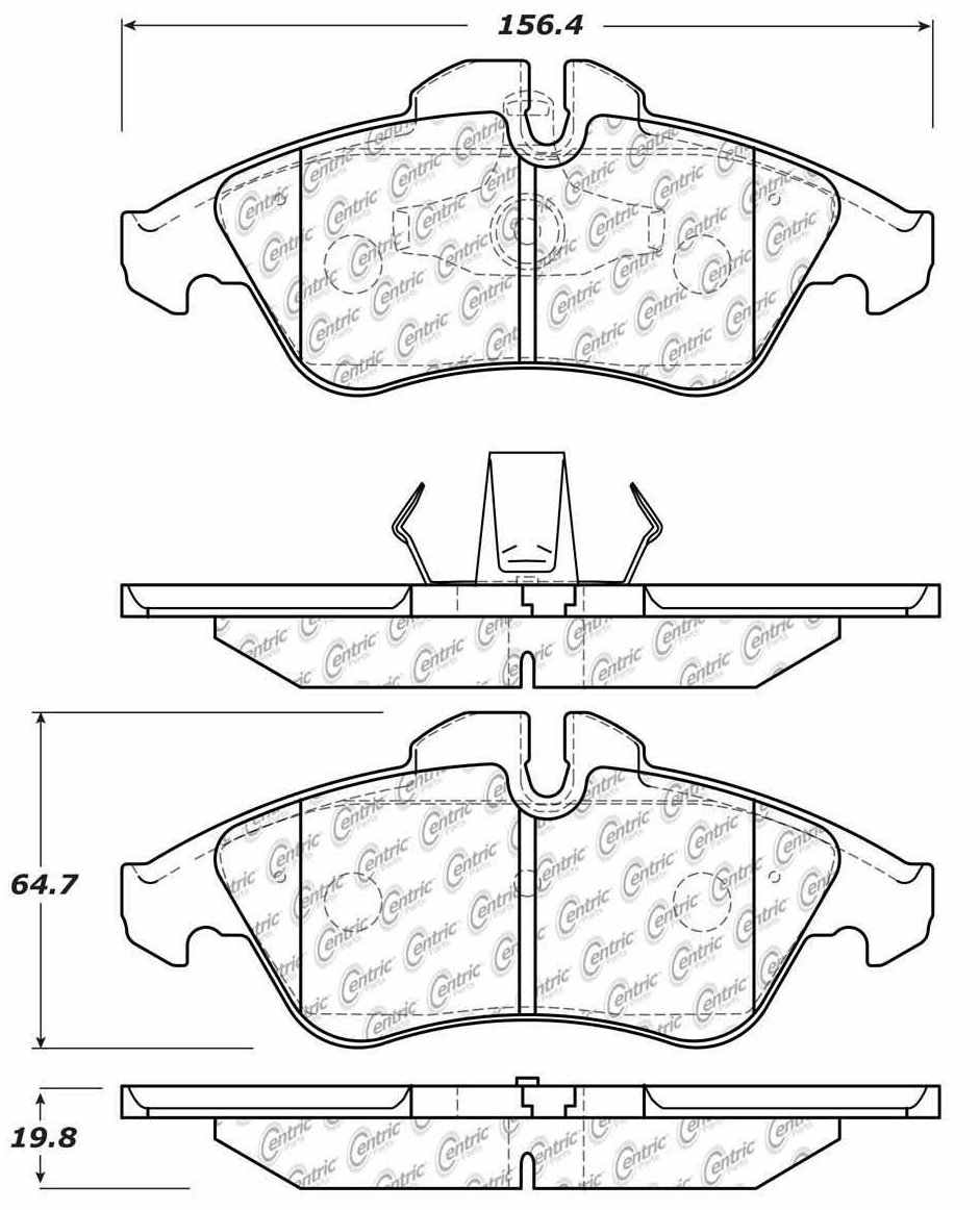 Centric Parts Premium Semi-Metallic Brake Pads with Shims and Hardware 300.11770