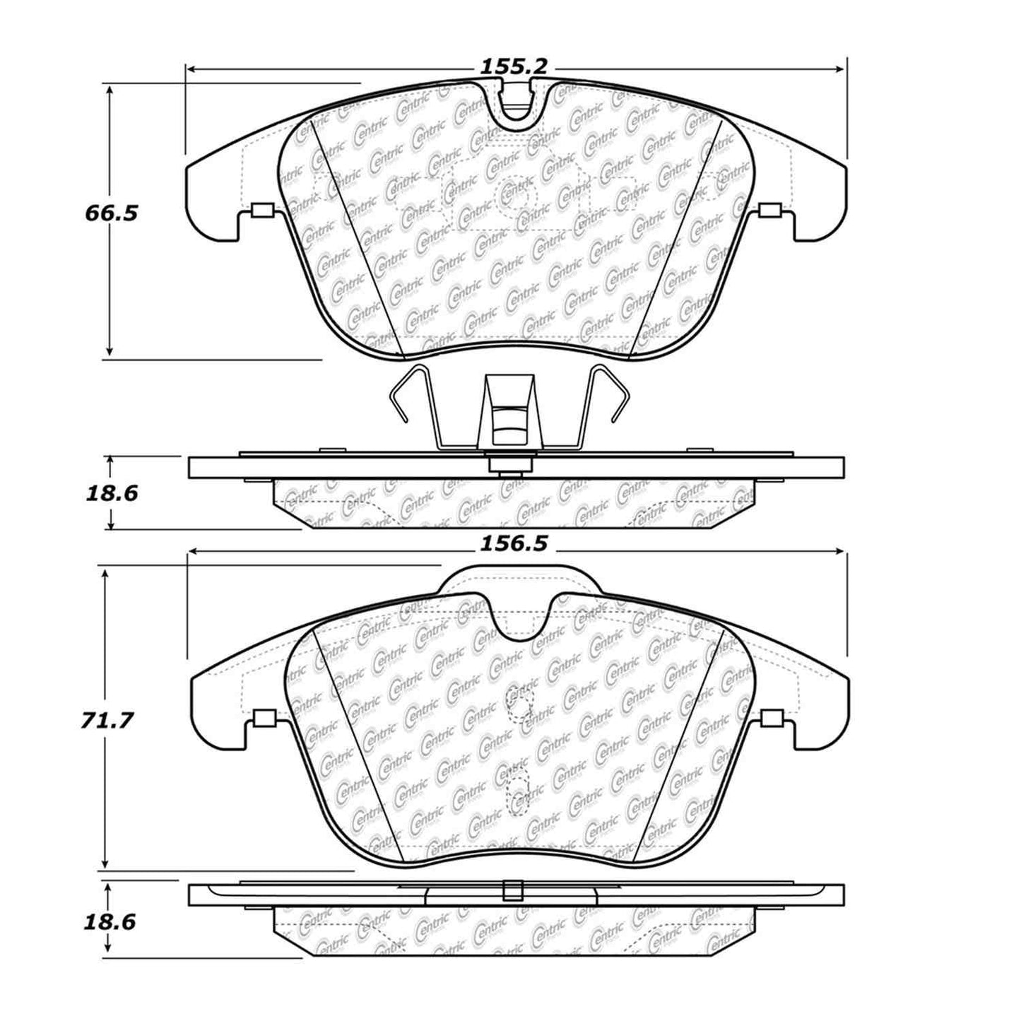 Centric Parts Disc Brake Pad Set Premium Semi-Metallic with Shims and Hardware for 2006-2018 Jaguar S-Type, Vanden Plas, XF, XJ8, XK, Land Rover LR2, Range Rover Evoque, Volvo S60, S80, V60, V70, XC70 300.12410