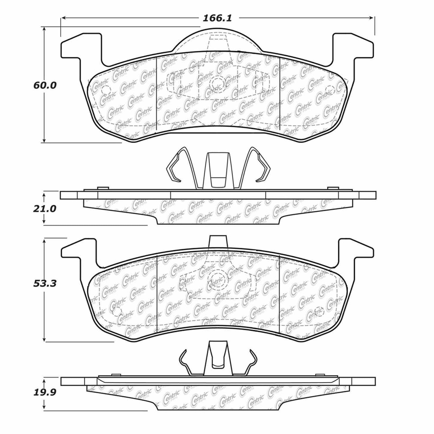Centric Parts Premium Semi-Metallic Brake Pads with Shims and Hardware 300.12790