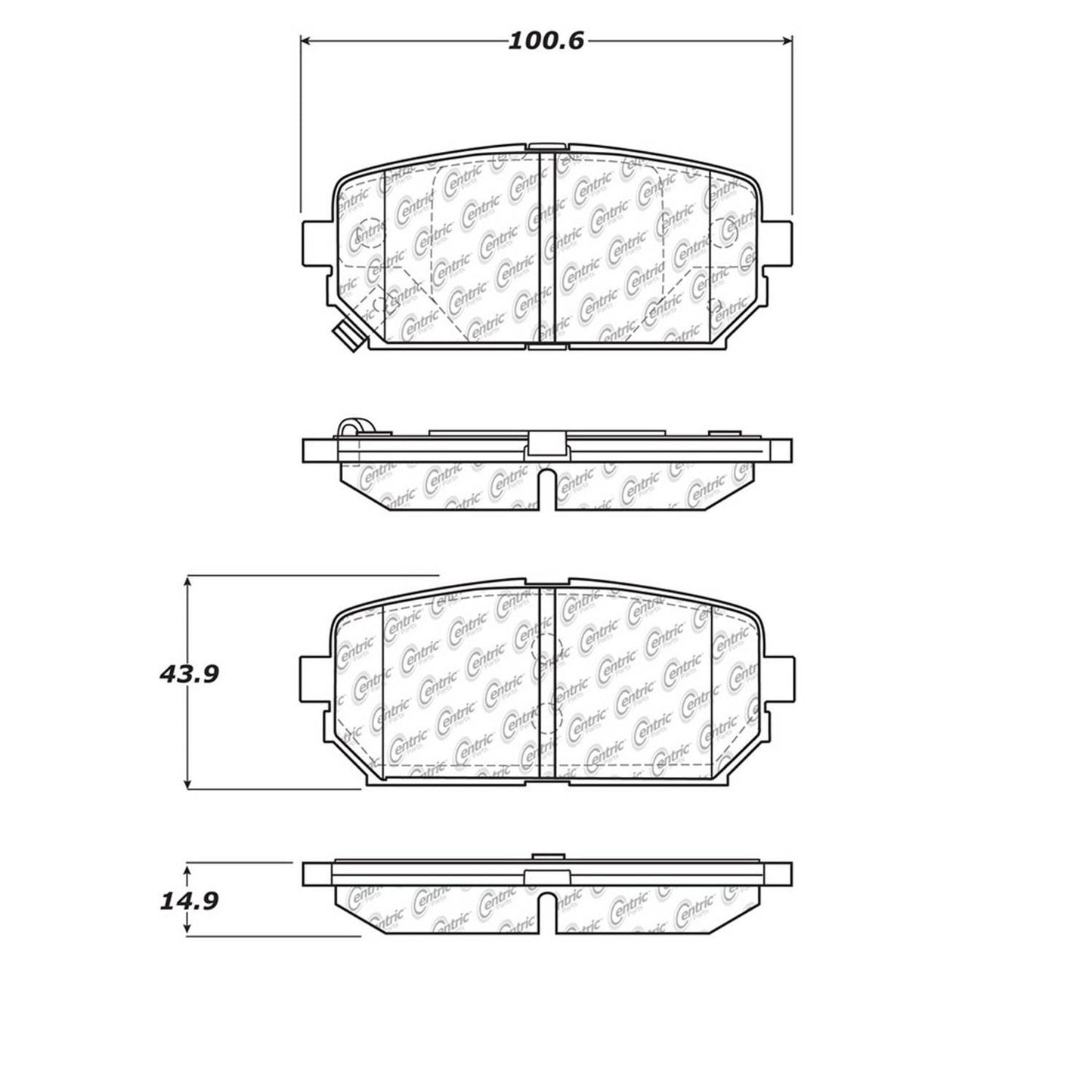 Centric Parts Disc Brake Pad Set Premium Semi-Metallic with High Performance Shims for 2007-2012 Kia Rondo 300.12960