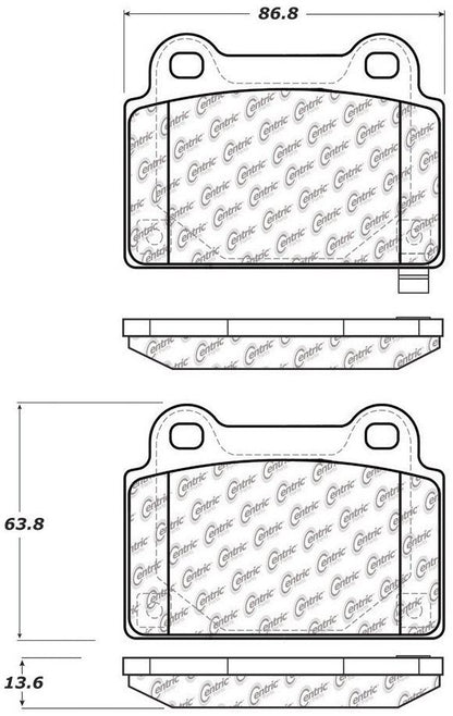 Centric Parts Disc Brake Pad Set Premium Semi-Metallic with Shims for 2008-2015 Mitsubishi Lancer 300.13680