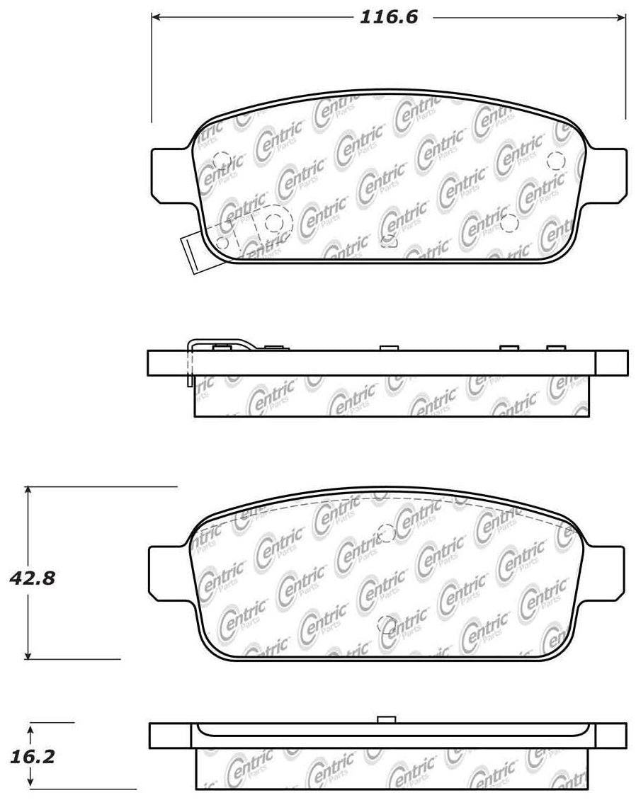 Centric Parts Disc Brake Pad Set Premium Semi-Metallic with Shims and Hardware 300.14680
