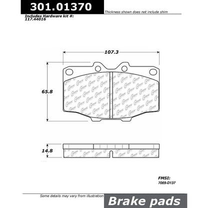 Centric Parts Disc Brake Pad Set Premium Ceramic with Shims and Hardware 301.01370