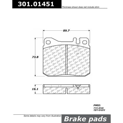 Centric Parts Disc Brake Pad Set Premium Ceramic with Shims for 1983-1991 Mercedes-Benz Passenger Cars