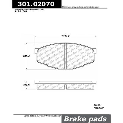 Centric Parts Disc Brake Pad Set Premium Ceramic with Shims and Hardware for Toyota Cressida 1981-1988 Pickup 1995-2004 301.02070