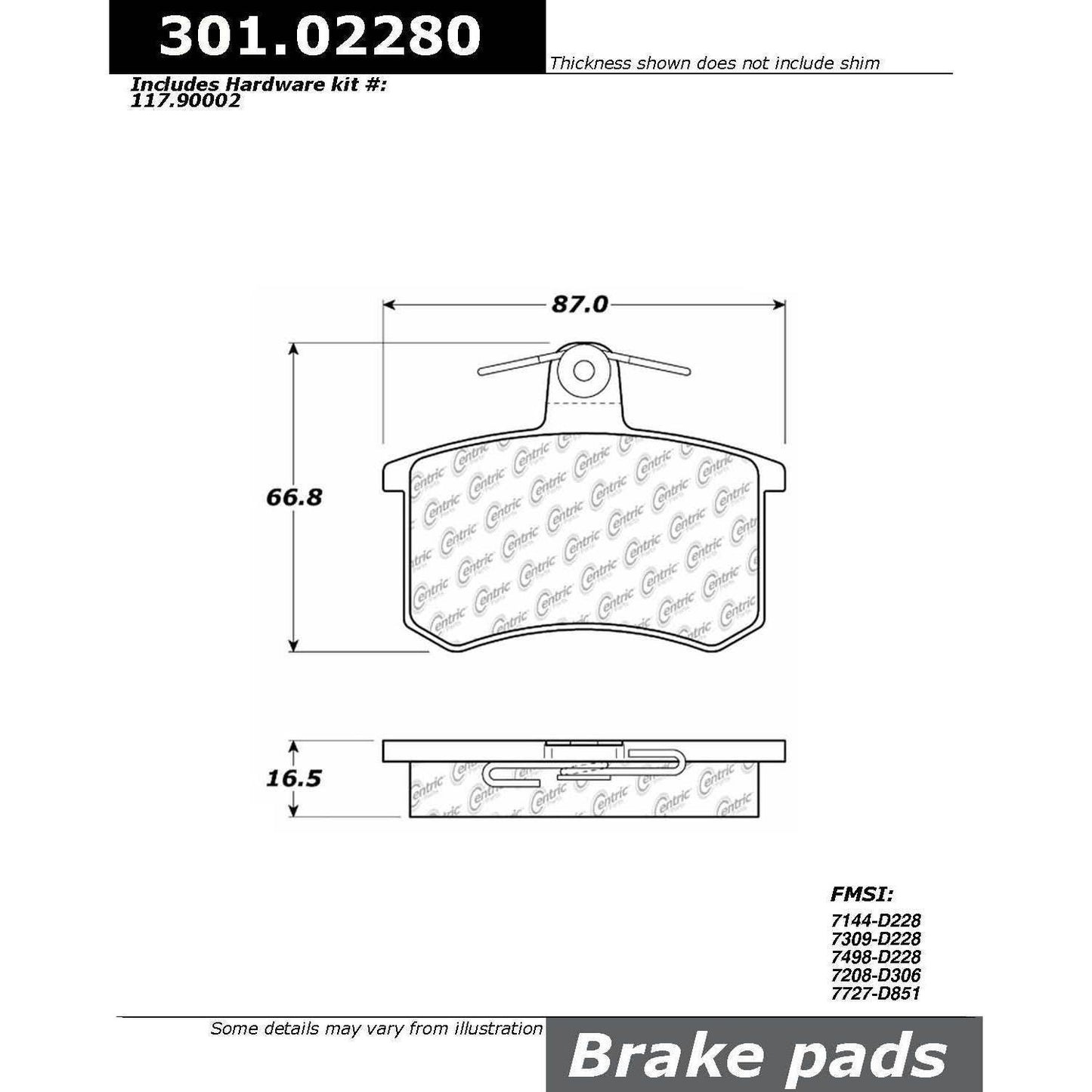Stoptech Centric Centric Premium Ceramic Brake Pads 301.02280