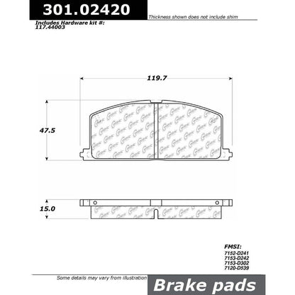 Centric Parts Disc Brake Pad Set Premium Ceramic with Shims and Hardware for 1985-1999 Chevrolet Nova Geo Prizm Toyota Camry Celica Corolla MR2 Paseo Tercel 301.02420