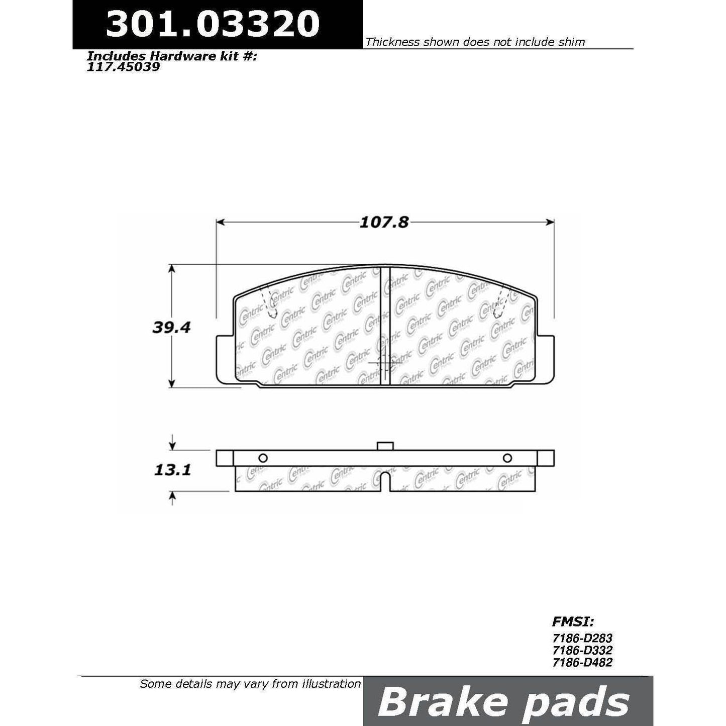 Stoptech Centric Centric Premium Ceramic Brake Pads 301.03320