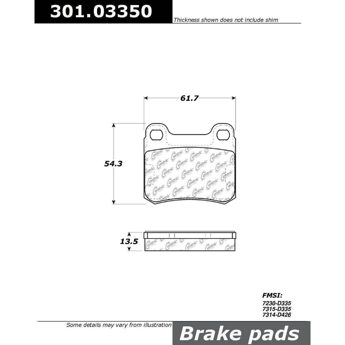 Stoptech Centric Centric Premium Ceramic Brake Pads 301.03350