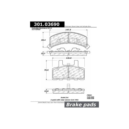 Centric Parts Disc Brake Pad Set Premium Ceramic with Shims and Hardware for 1990-2002 Cadillac Commercial Chassis, DeVille, Escalade, Astro, Blazer, C1500, Suburban, C2500, Express