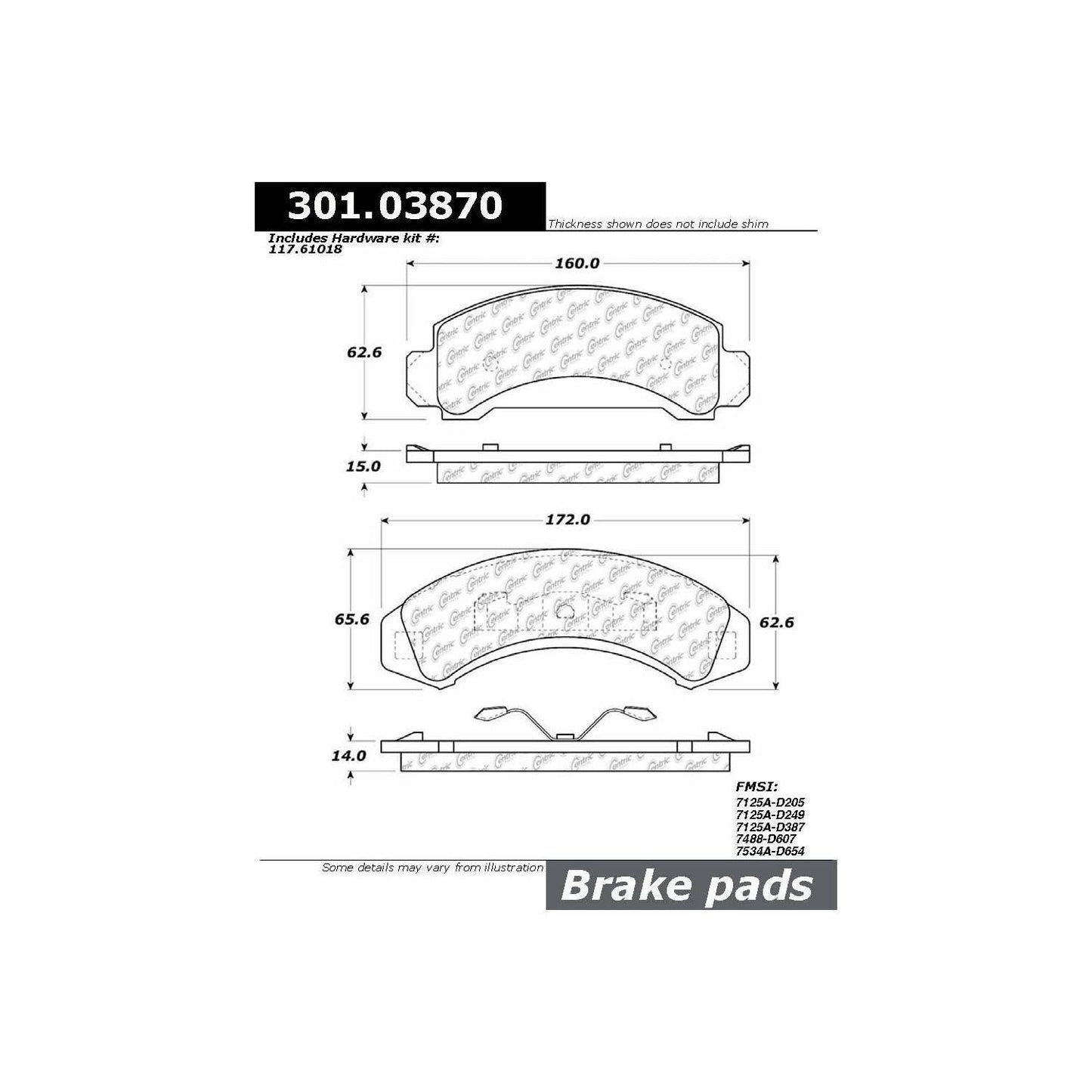 Centric Parts Disc Brake Pad Set Premium Ceramic with Shims and Hardware for 1997-1987 Ford Aerostar, 1990-1984 Bronco II